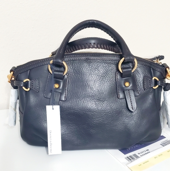 New Dooney Bourke Florentine Leather Medium Mail Satchel Black - Picture 6 of 10